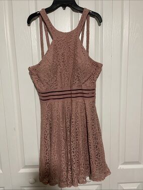 City Studio Dusty Mauve Lace Mini Dress
